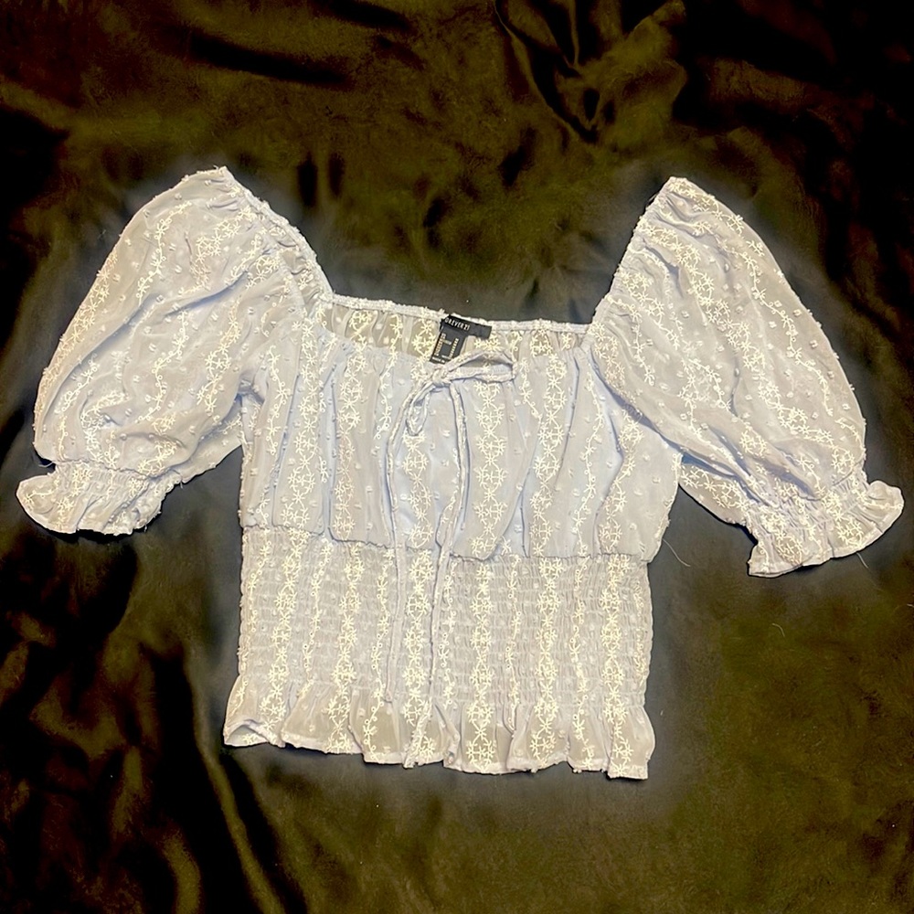 Puff shoulder summer shirt tight waist